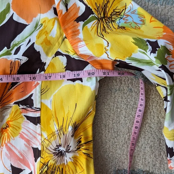 Coldwater Creek 16 Jacket Vibrant Orange Yellow Floral - Picture 10 of 12